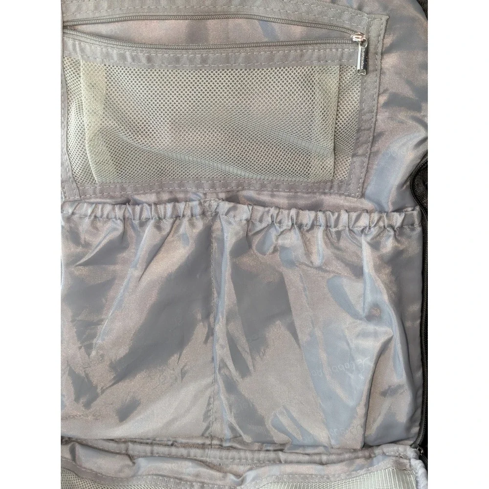 BabbleRoo Gray Diaper Bag Backpack Changing Pad Pacifier Case Multi Pocket Baby